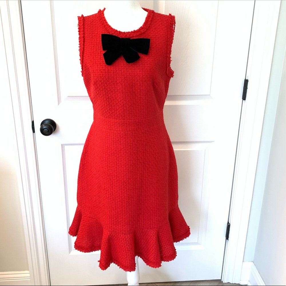 NWOT Kate Spade Sleeveless Red Tweed Sheath Dress - Picture 5 of 13